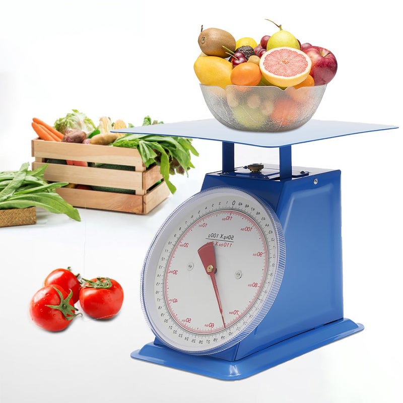 CHPOFLE Mechanical Kitchen Scale, 110lbs Stainless Steel Mechanical Dial Scale Flat Platform Weighing Food Scale Heavy Duty Portion-Control Mechanical Scale Food Weight Scale for Kitchen - Image 1
